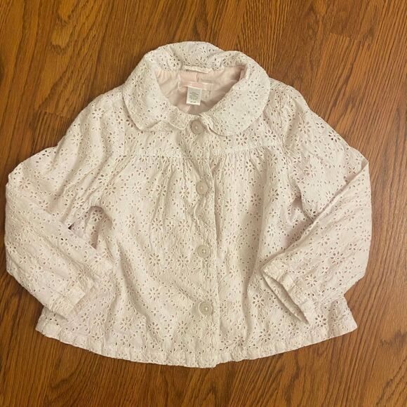 Janie and Jack White Floral Eyelet Jacket Size 4T-5T - Picture 1 of 3